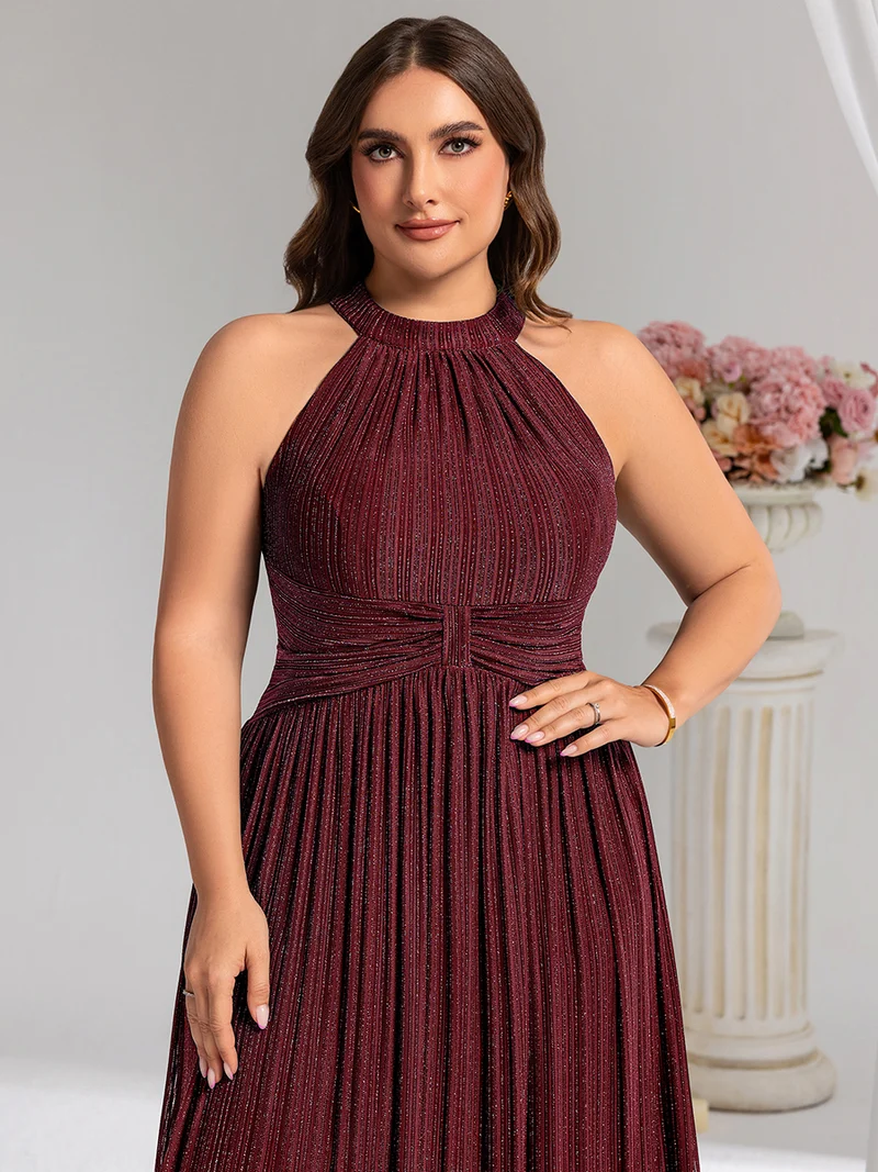 ever EVERLAINE|Robe de soirée formelle scintillante à col licou avec silhouette trapèze