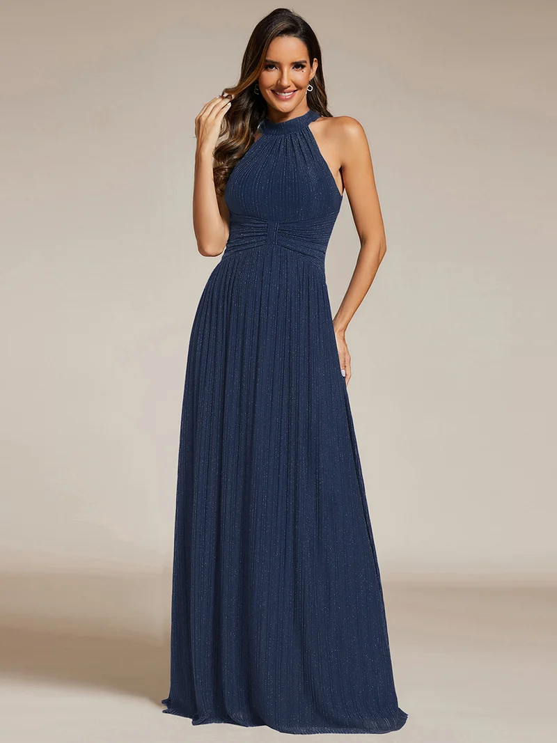 ever EVERLAINE|Robe de soirée formelle scintillante à col licou avec silhouette trapèze