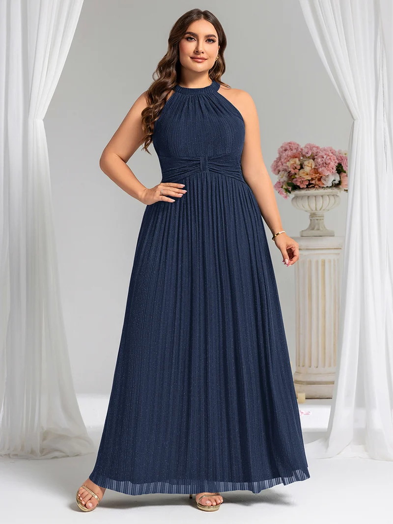 ever EVERLAINE|Robe de soirée formelle scintillante à col licou avec silhouette trapèze