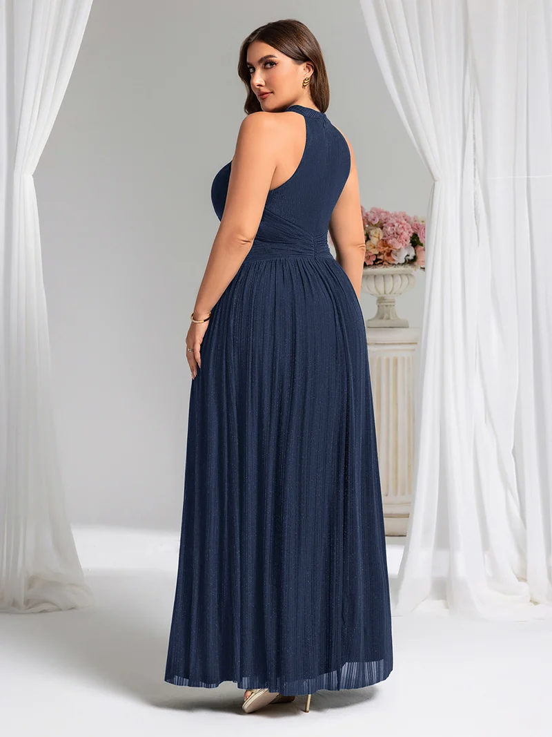 ever EVERLAINE|Robe de soirée formelle scintillante à col licou avec silhouette trapèze