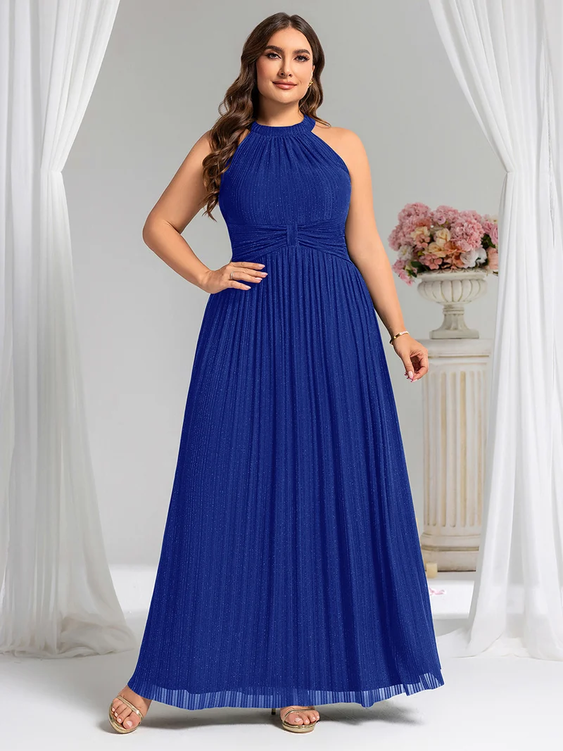 ever EVERLAINE|Robe de soirée formelle scintillante à col licou avec silhouette trapèze