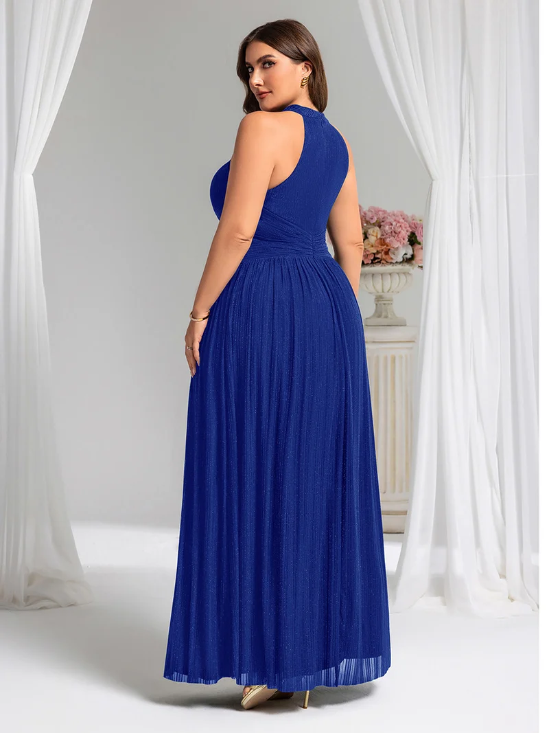 ever EVERLAINE|Robe de soirée formelle scintillante à col licou avec silhouette trapèze