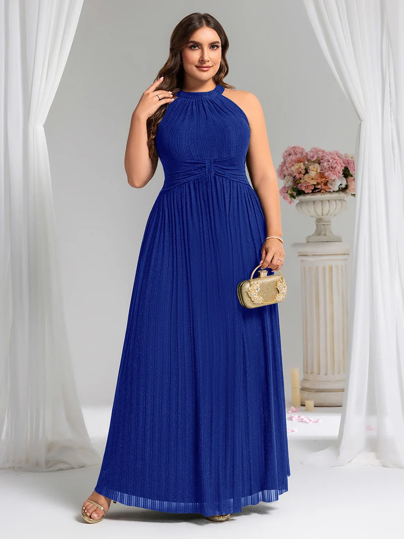 ever EVERLAINE|Robe de soirée formelle scintillante à col licou avec silhouette trapèze