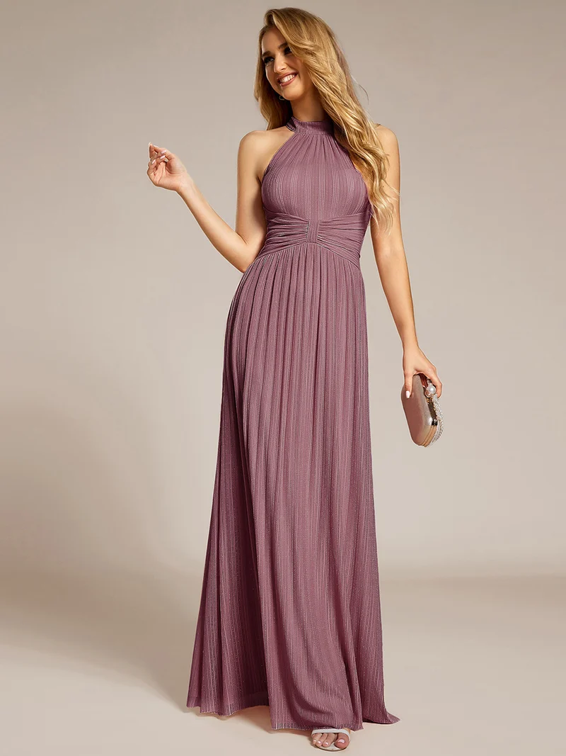 ever EVERLAINE|Robe de soirée formelle scintillante à col licou avec silhouette trapèze