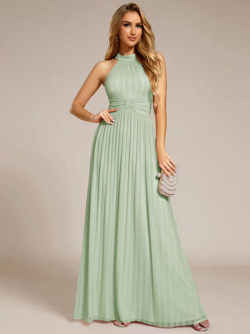 ever EVERLAINE|Robe de soirée formelle scintillante à col licou avec silhouette trapèze