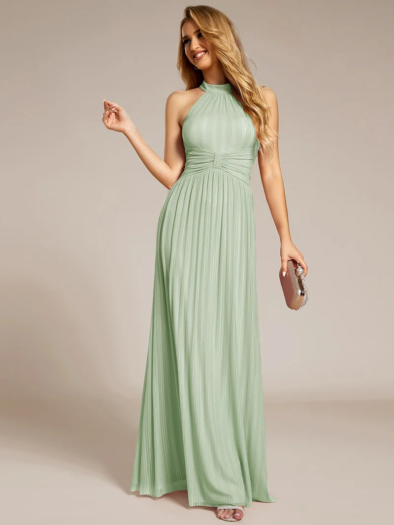 ever EVERLAINE|Robe de soirée formelle scintillante à col licou avec silhouette trapèze