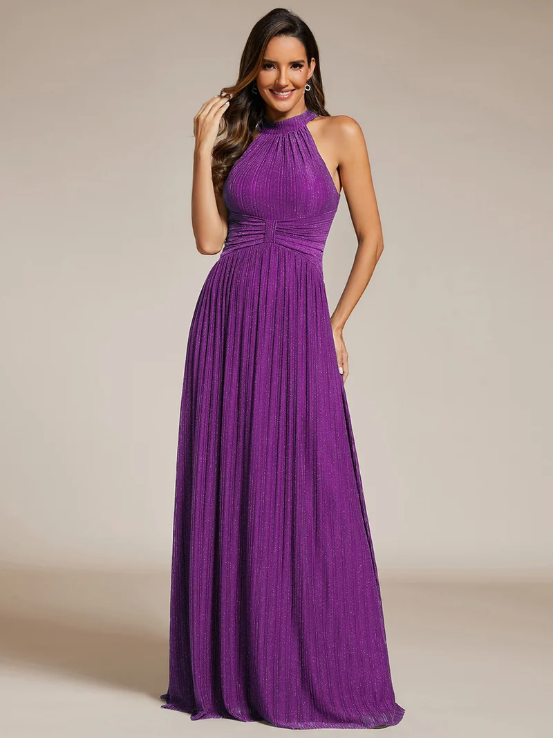 ever EVERLAINE|Robe de soirée formelle scintillante à col licou avec silhouette trapèze