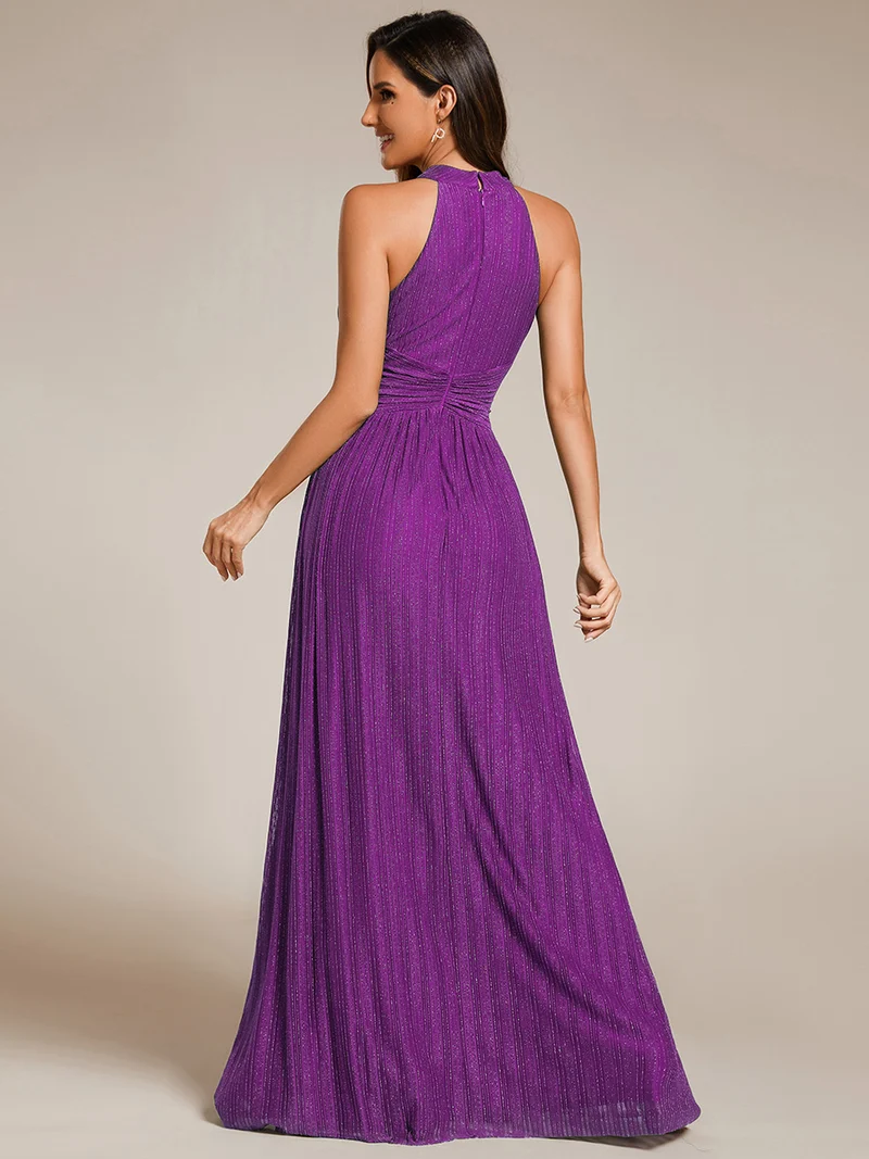 ever EVERLAINE|Robe de soirée formelle scintillante à col licou avec silhouette trapèze