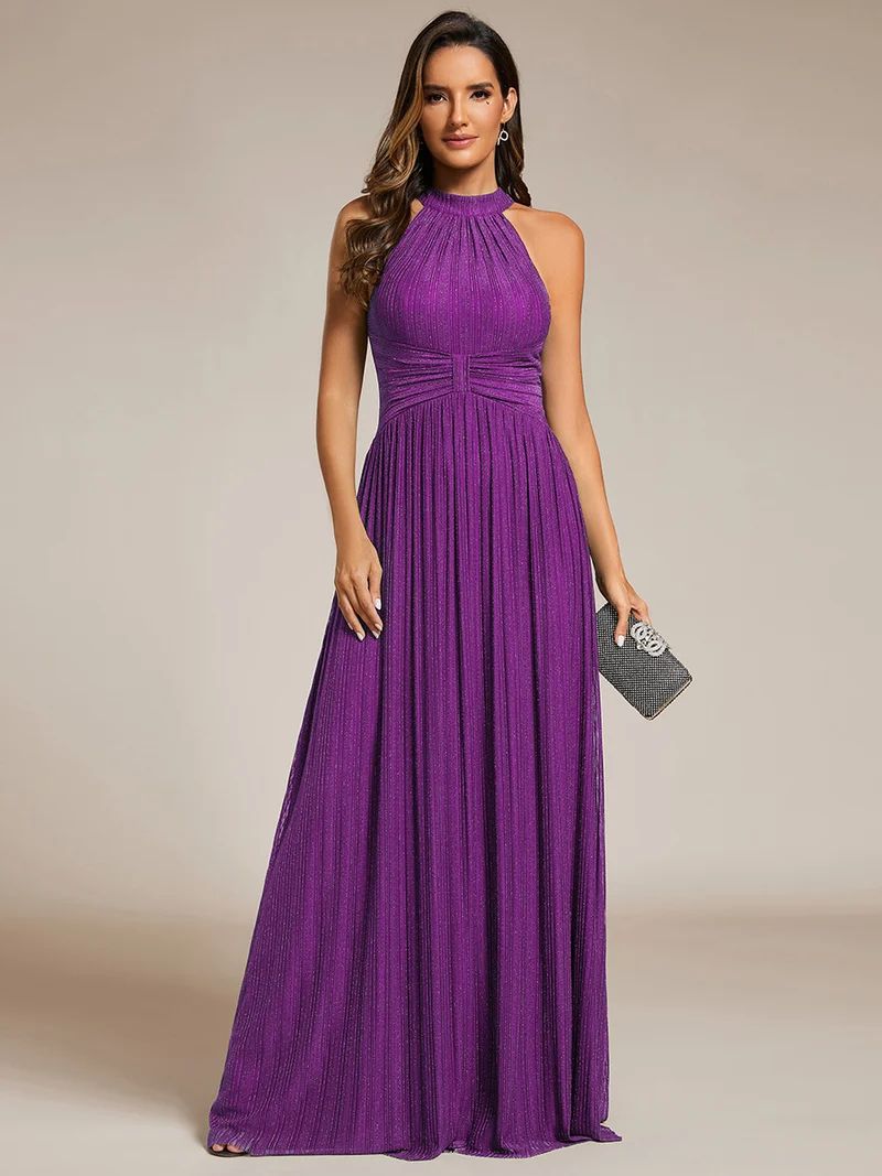 ever EVERLAINE|Robe de soirée formelle scintillante à col licou avec silhouette trapèze