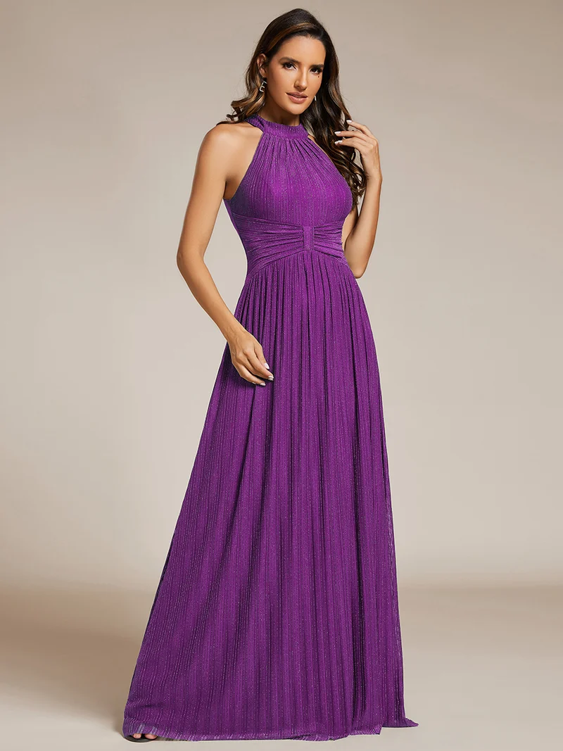 ever EVERLAINE|Robe de soirée formelle scintillante à col licou avec silhouette trapèze