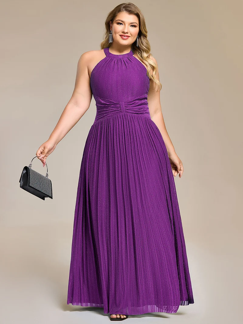ever EVERLAINE|Robe de soirée formelle scintillante à col licou avec silhouette trapèze