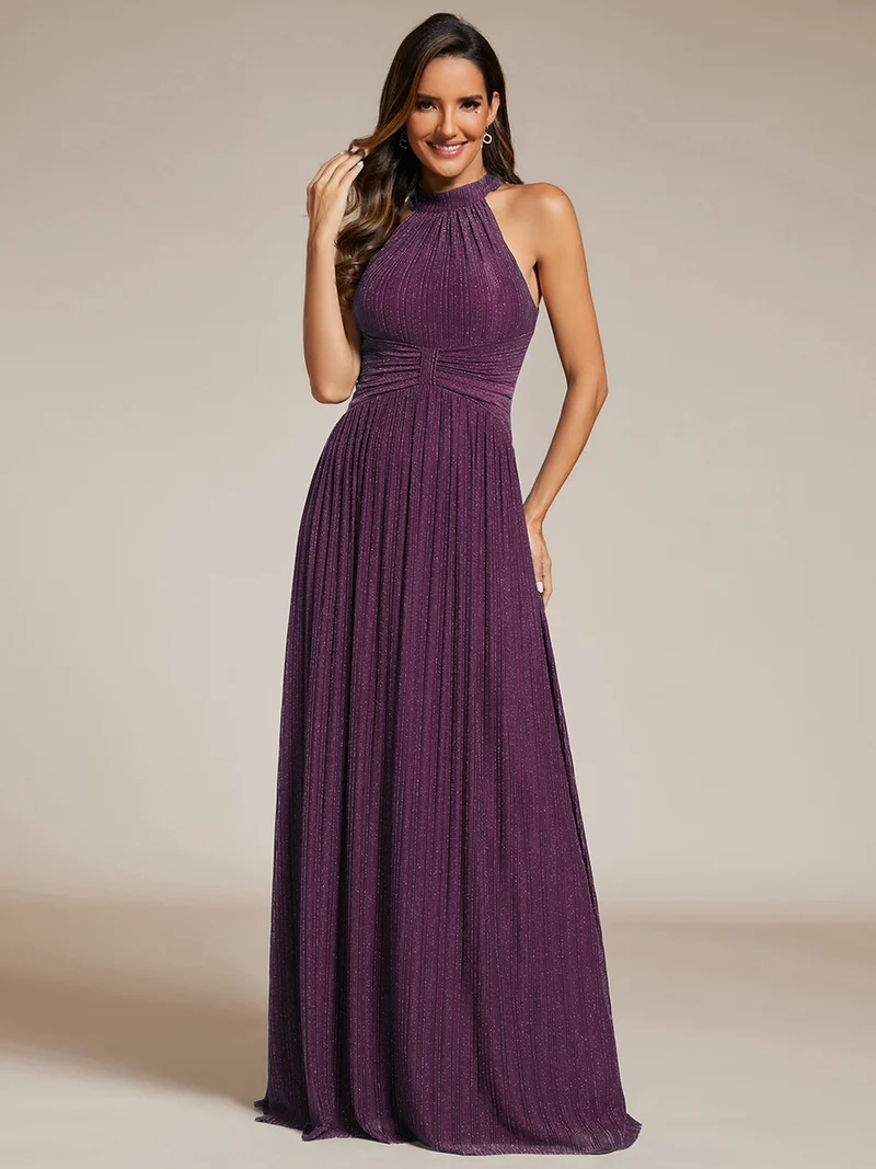 ever EVERLAINE|Robe de soirée formelle scintillante à col licou avec silhouette trapèze