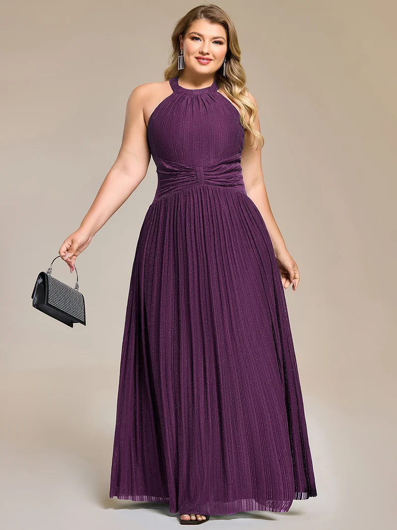 ever EVERLAINE|Robe de soirée formelle scintillante à col licou avec silhouette trapèze