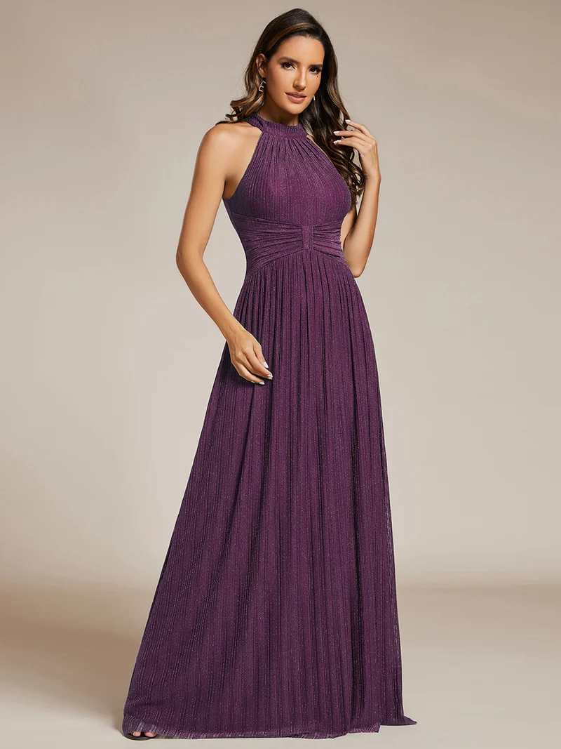 ever EVERLAINE|Robe de soirée formelle scintillante à col licou avec silhouette trapèze