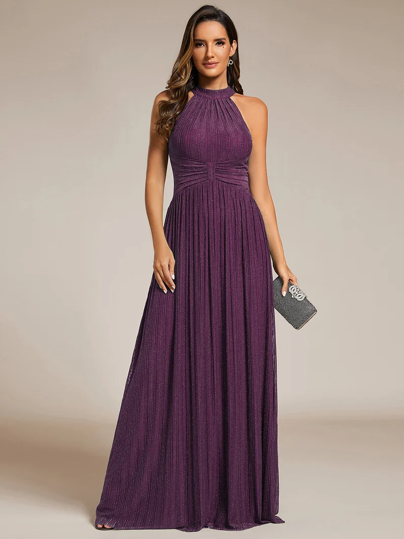ever EVERLAINE|Robe de soirée formelle scintillante à col licou avec silhouette trapèze