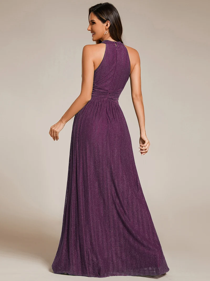 ever EVERLAINE|Robe de soirée formelle scintillante à col licou avec silhouette trapèze