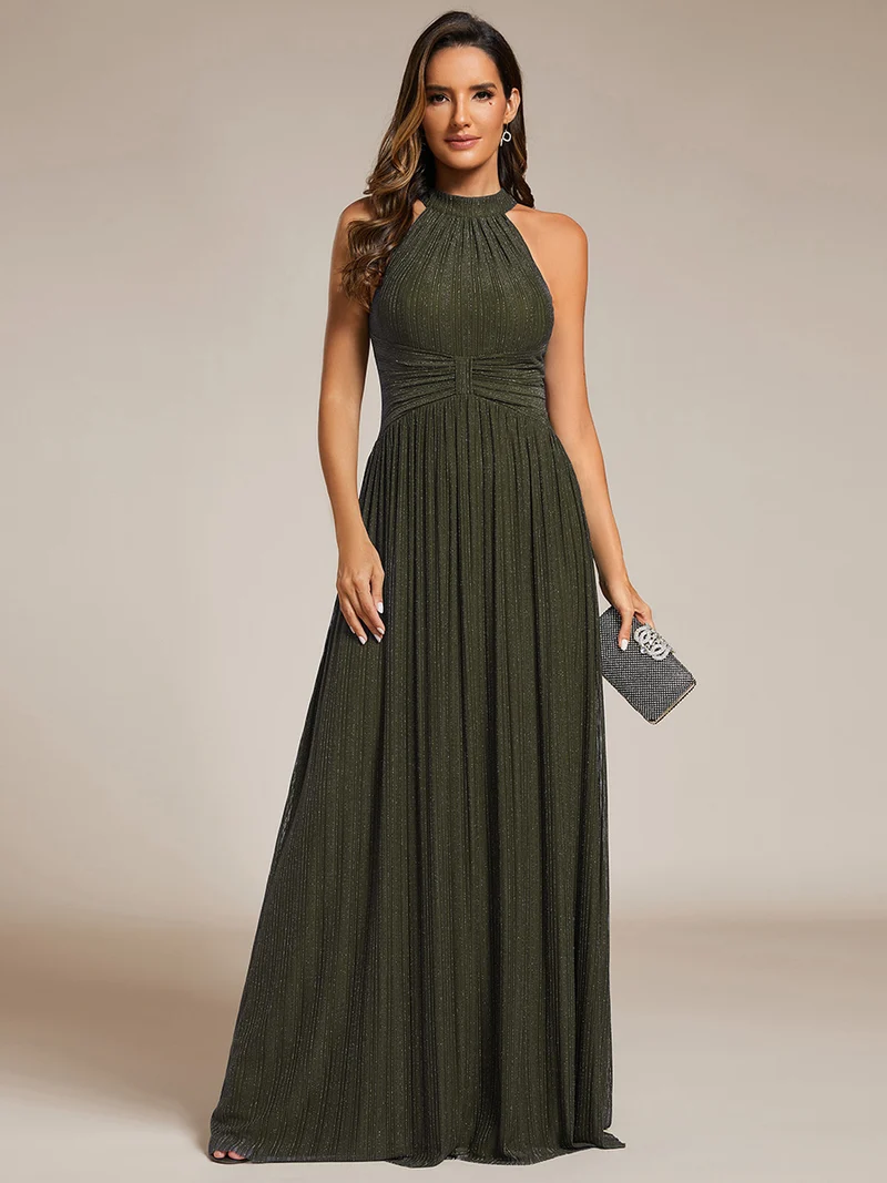 ever EVERLAINE|Robe de soirée formelle scintillante à col licou avec silhouette trapèze