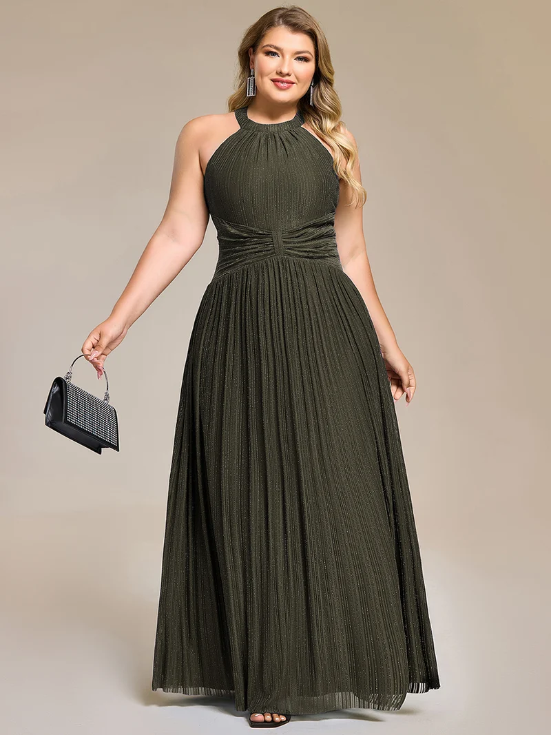 ever EVERLAINE|Robe de soirée formelle scintillante à col licou avec silhouette trapèze
