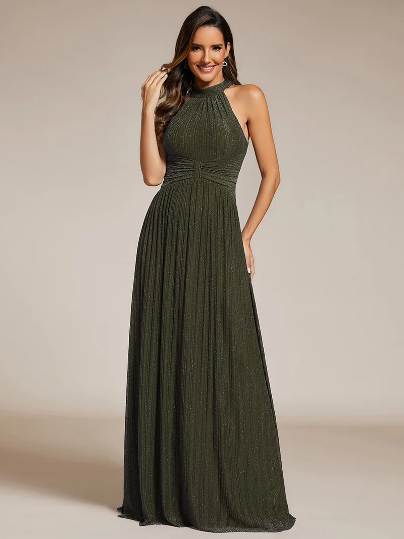 ever EVERLAINE|Robe de soirée formelle scintillante à col licou avec silhouette trapèze