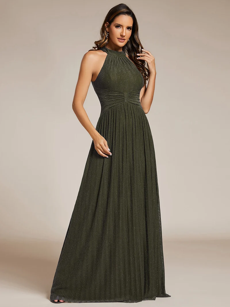 ever EVERLAINE|Robe de soirée formelle scintillante à col licou avec silhouette trapèze