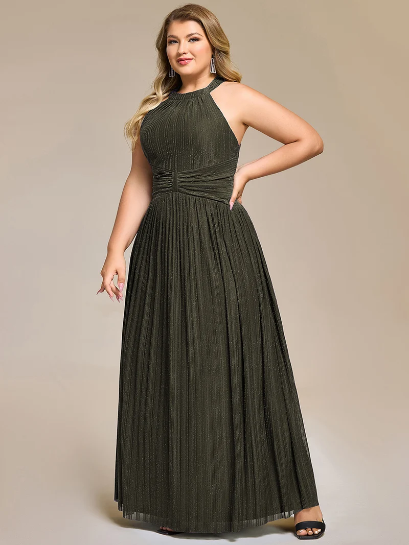 ever EVERLAINE|Robe de soirée formelle scintillante à col licou avec silhouette trapèze