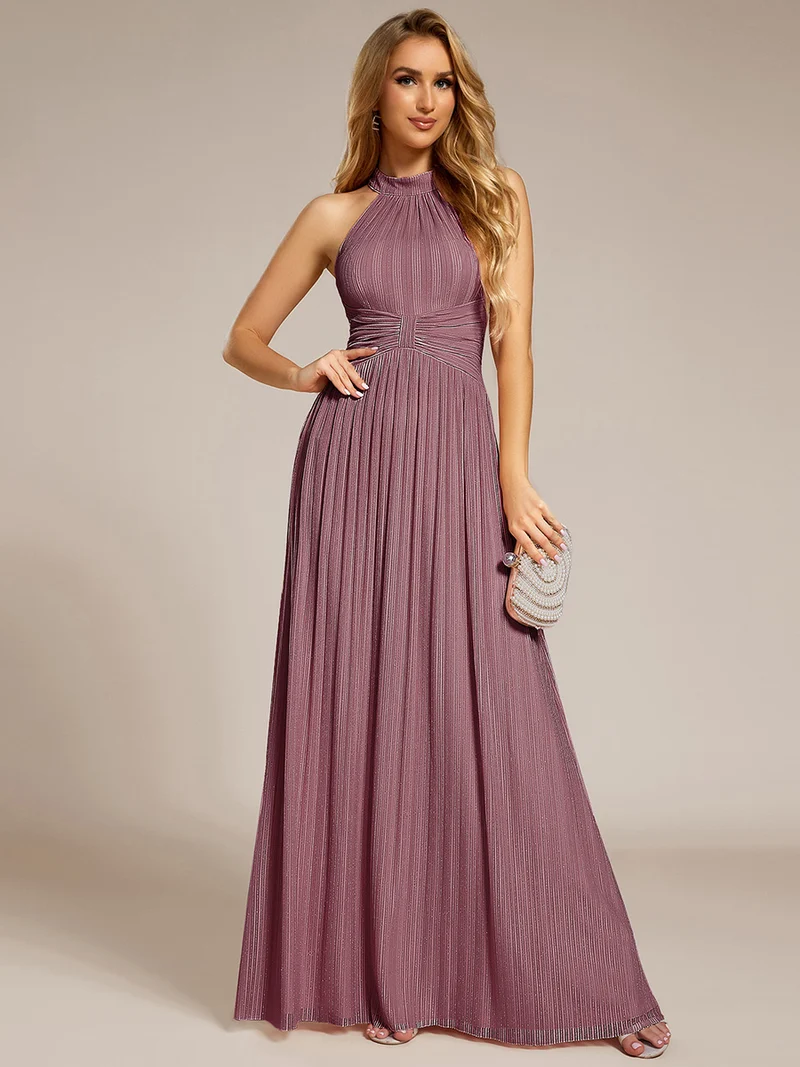 ever EVERLAINE|Robe de soirée formelle scintillante à col licou avec silhouette trapèze