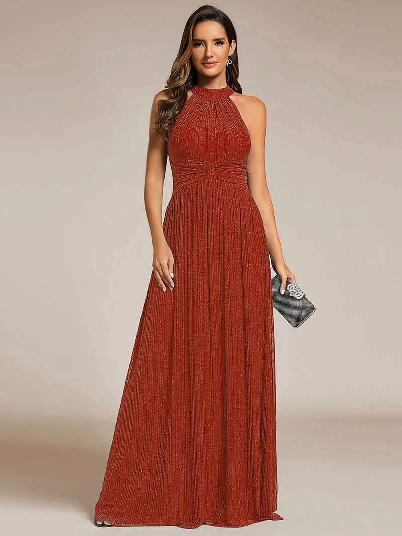 ever EVERLAINE|Robe de soirée formelle scintillante à col licou avec silhouette trapèze