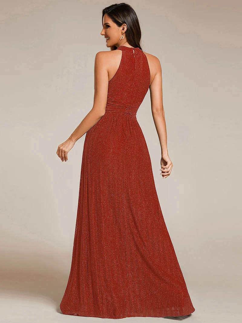 ever EVERLAINE|Robe de soirée formelle scintillante à col licou avec silhouette trapèze