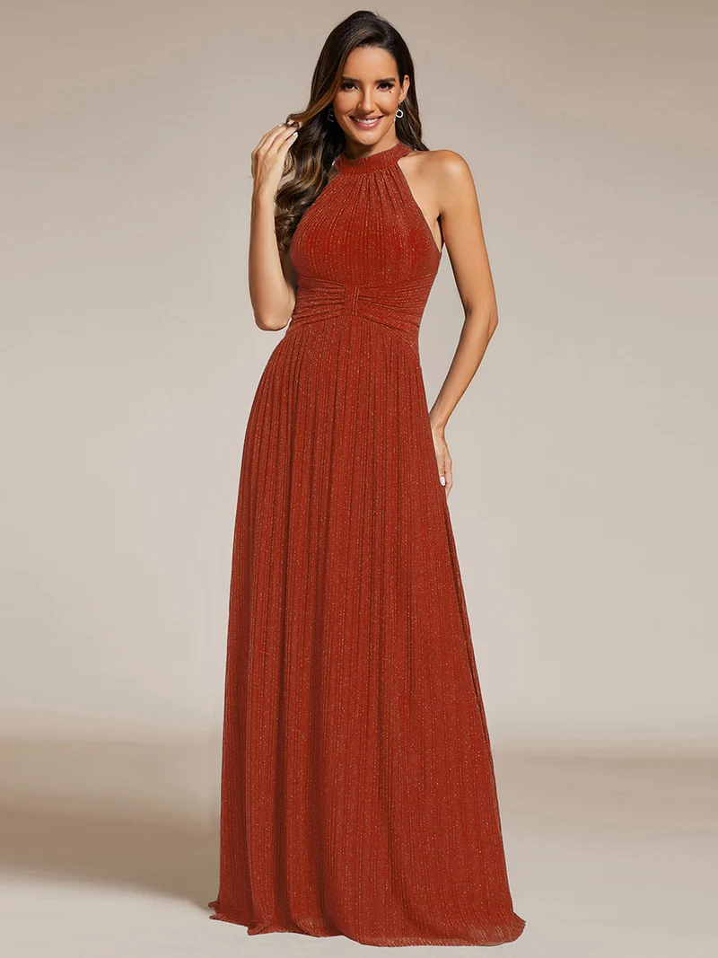 ever EVERLAINE|Robe de soirée formelle scintillante à col licou avec silhouette trapèze