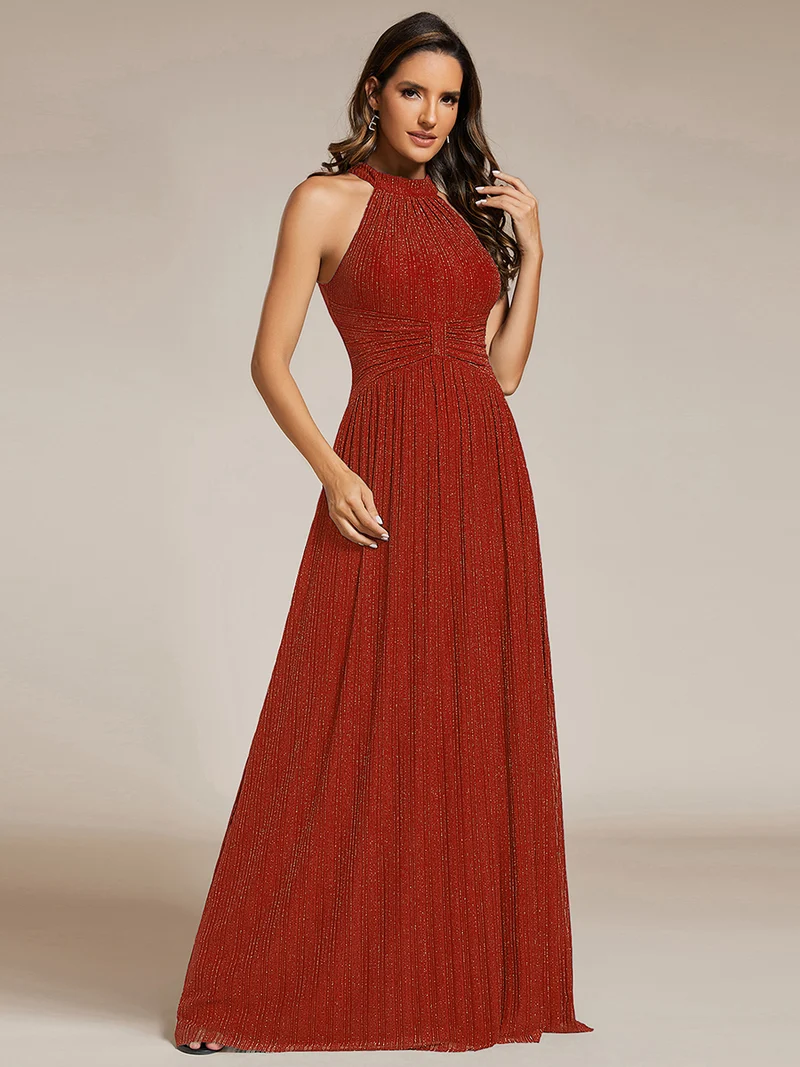 ever EVERLAINE|Robe de soirée formelle scintillante à col licou avec silhouette trapèze