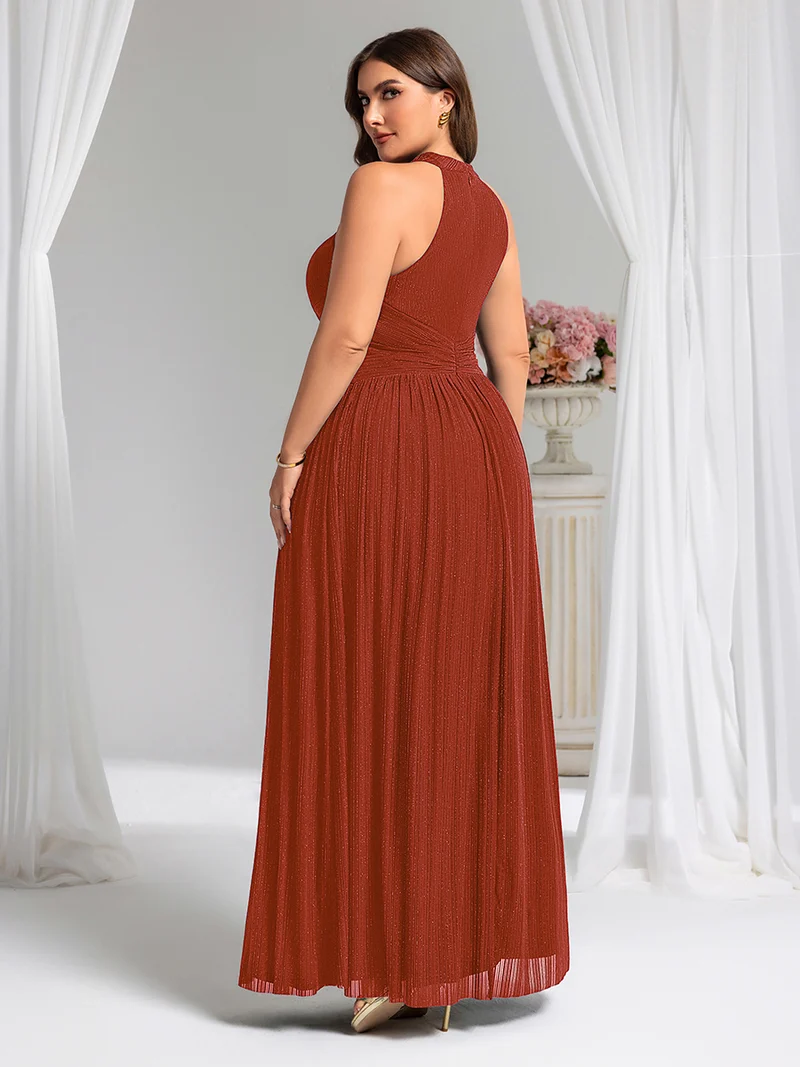 ever EVERLAINE|Robe de soirée formelle scintillante à col licou avec silhouette trapèze