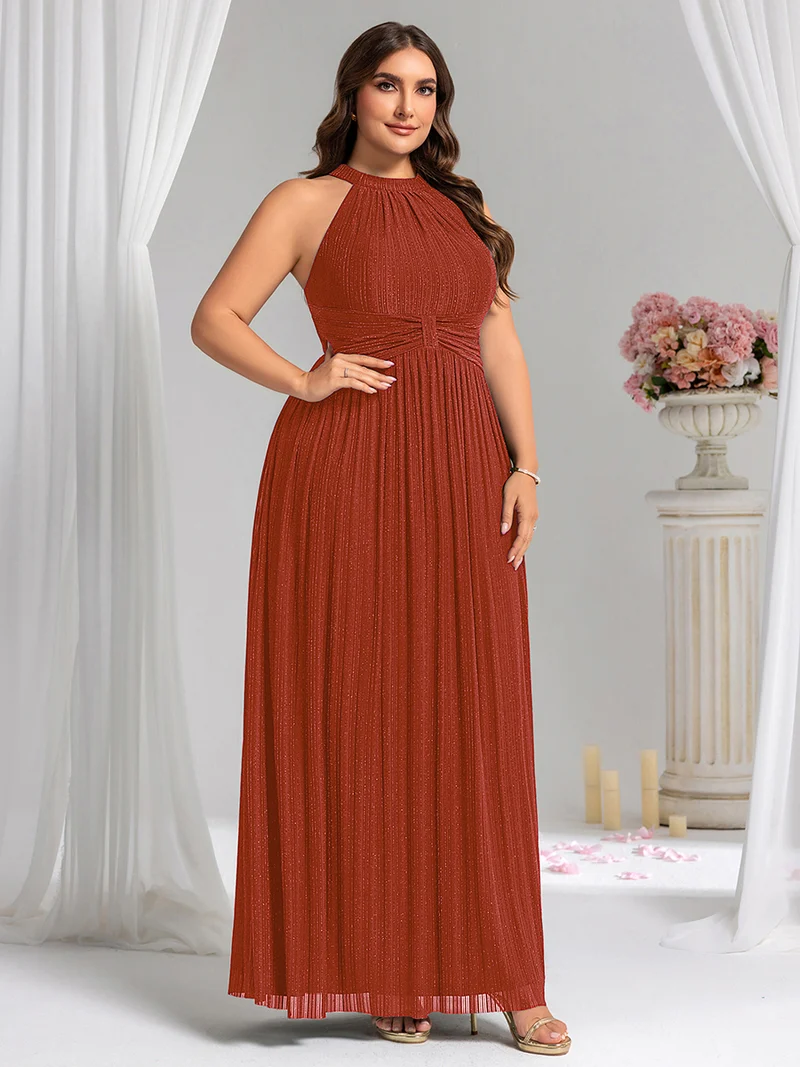 ever EVERLAINE|Robe de soirée formelle scintillante à col licou avec silhouette trapèze