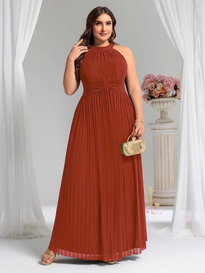 ever EVERLAINE|Robe de soirée formelle scintillante à col licou avec silhouette trapèze
