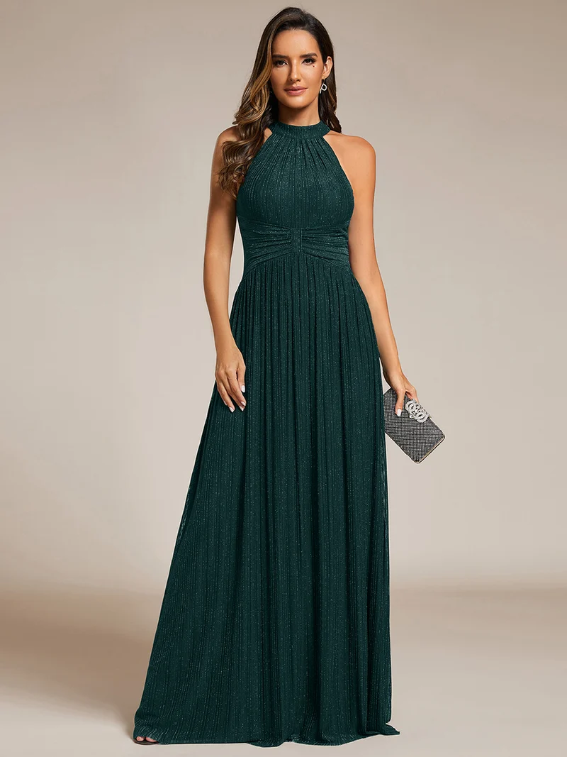 ever EVERLAINE|Robe de soirée formelle scintillante à col licou avec silhouette trapèze