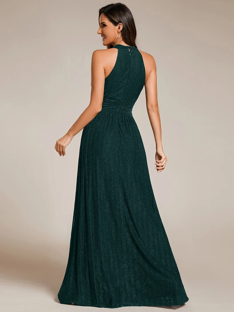 ever EVERLAINE|Robe de soirée formelle scintillante à col licou avec silhouette trapèze
