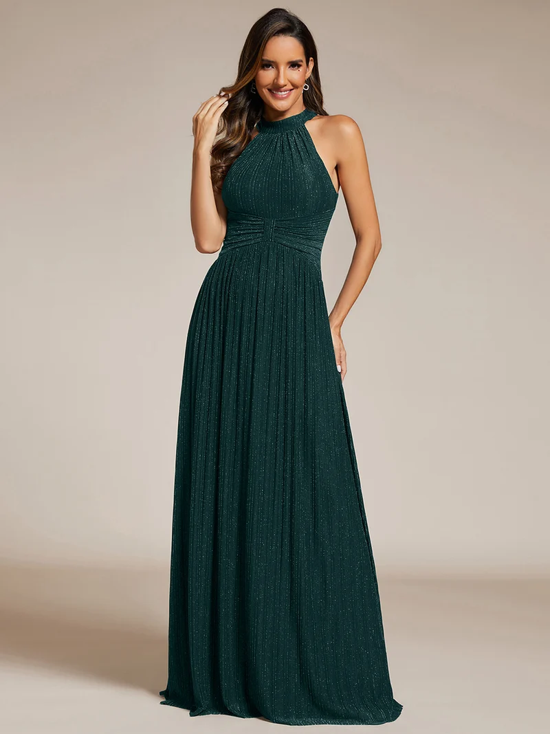 ever EVERLAINE|Robe de soirée formelle scintillante à col licou avec silhouette trapèze