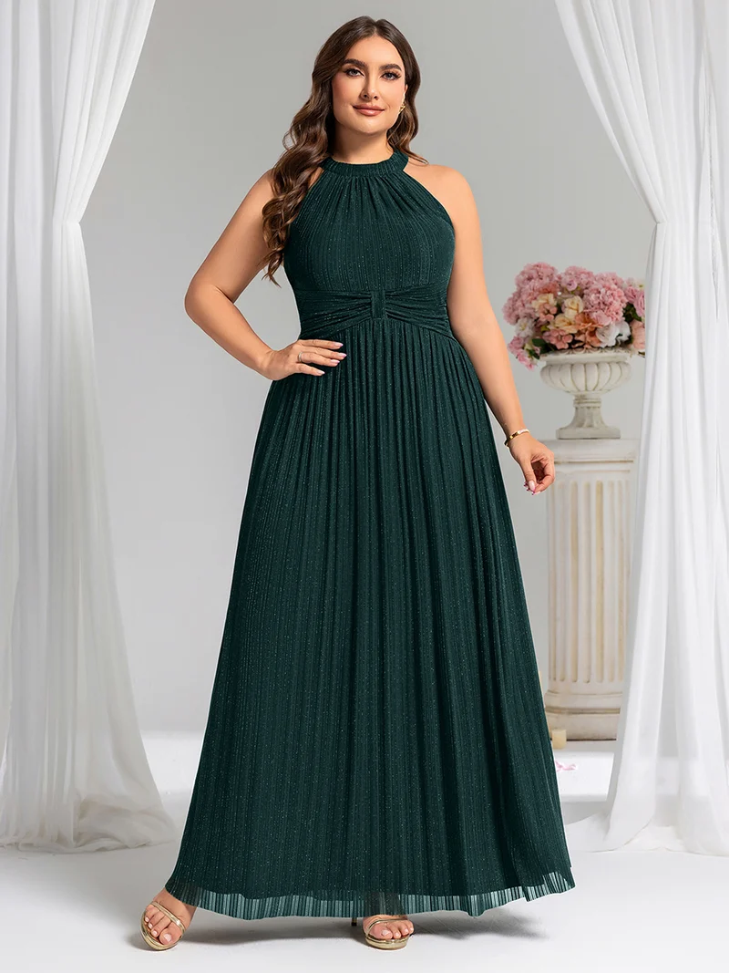 ever EVERLAINE|Robe de soirée formelle scintillante à col licou avec silhouette trapèze