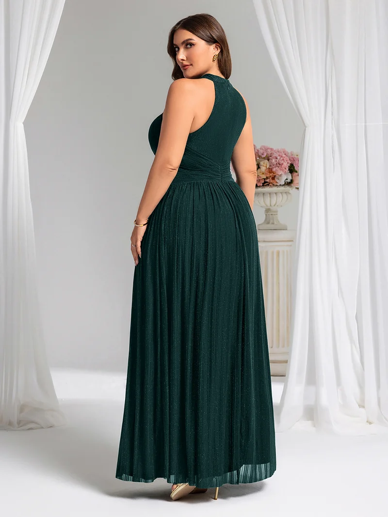 ever EVERLAINE|Robe de soirée formelle scintillante à col licou avec silhouette trapèze