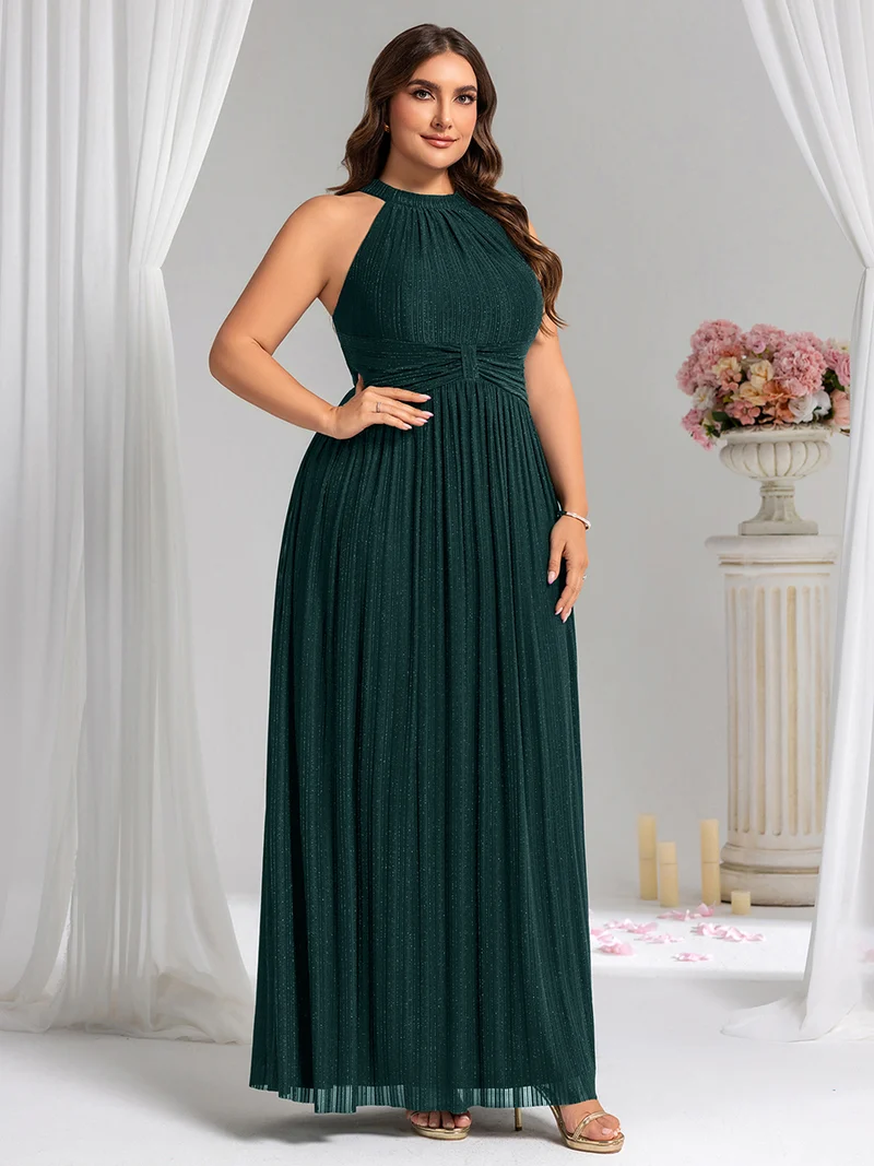 ever EVERLAINE|Robe de soirée formelle scintillante à col licou avec silhouette trapèze