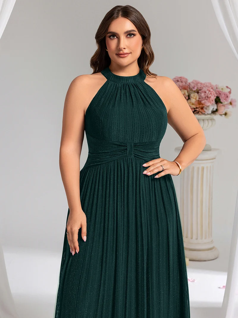 ever EVERLAINE|Robe de soirée formelle scintillante à col licou avec silhouette trapèze