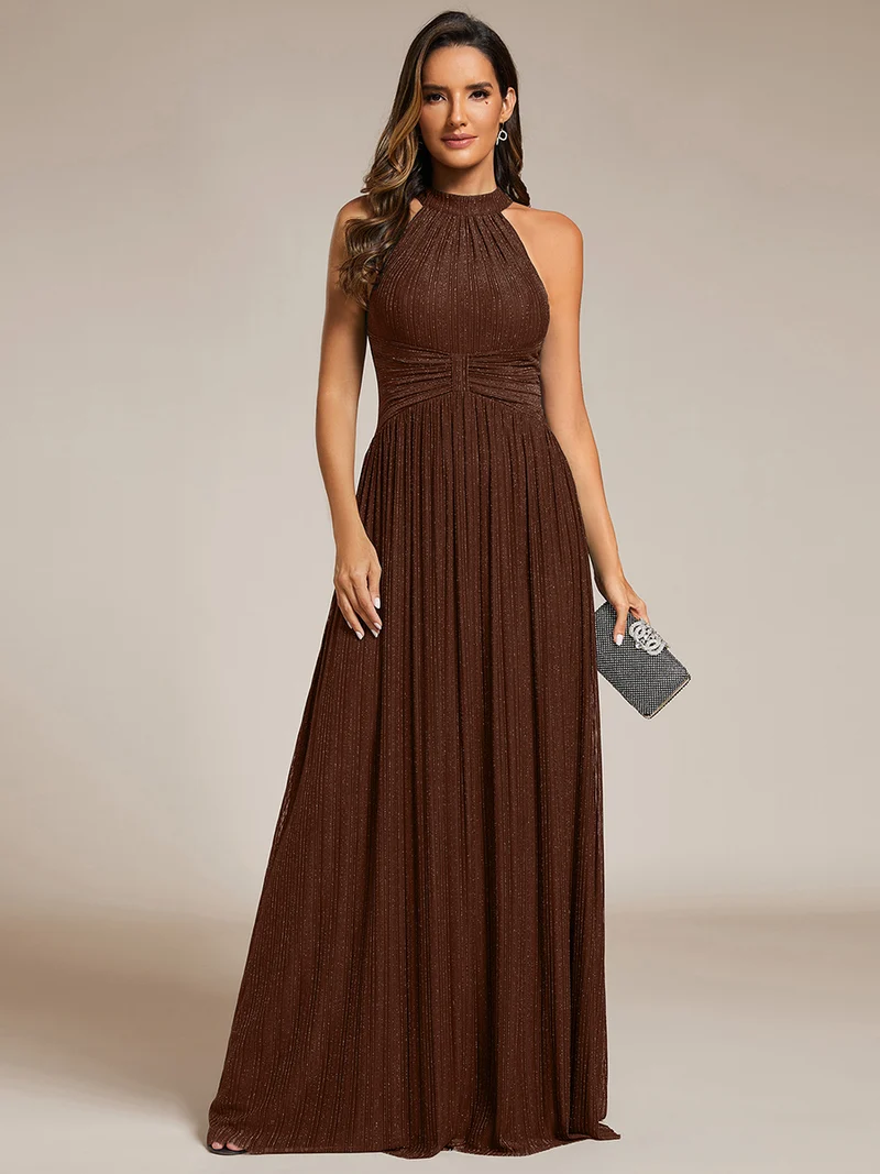 ever EVERLAINE|Robe de soirée formelle scintillante à col licou avec silhouette trapèze