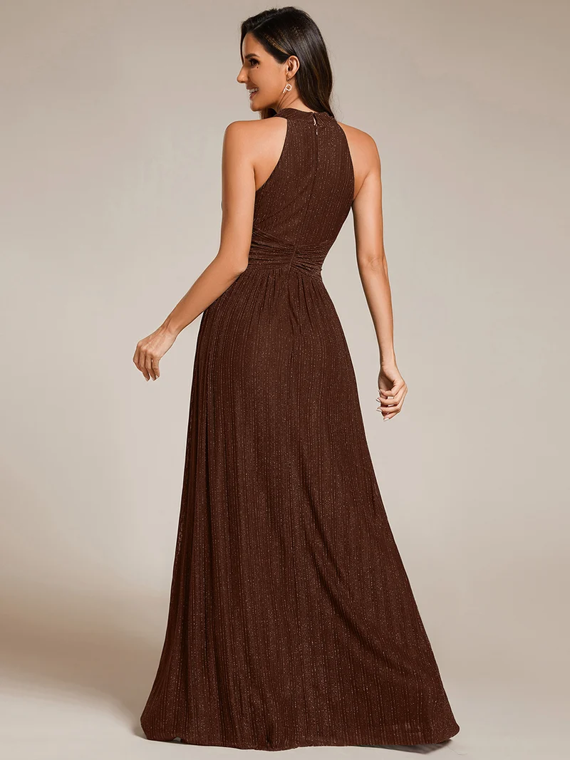 ever EVERLAINE|Robe de soirée formelle scintillante à col licou avec silhouette trapèze