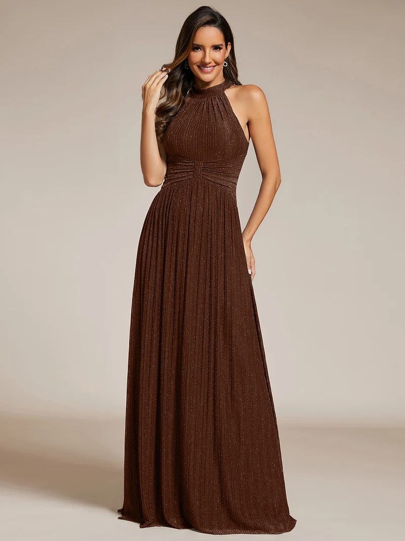 ever EVERLAINE|Robe de soirée formelle scintillante à col licou avec silhouette trapèze