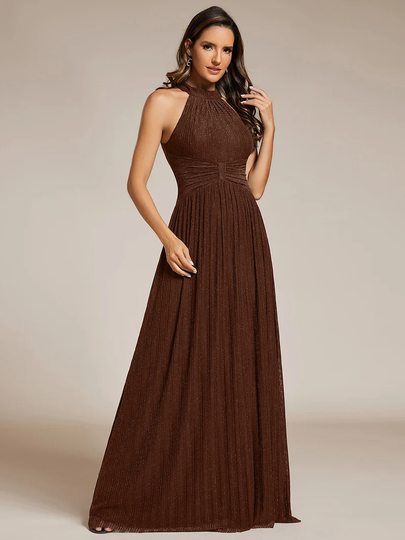 ever EVERLAINE|Robe de soirée formelle scintillante à col licou avec silhouette trapèze