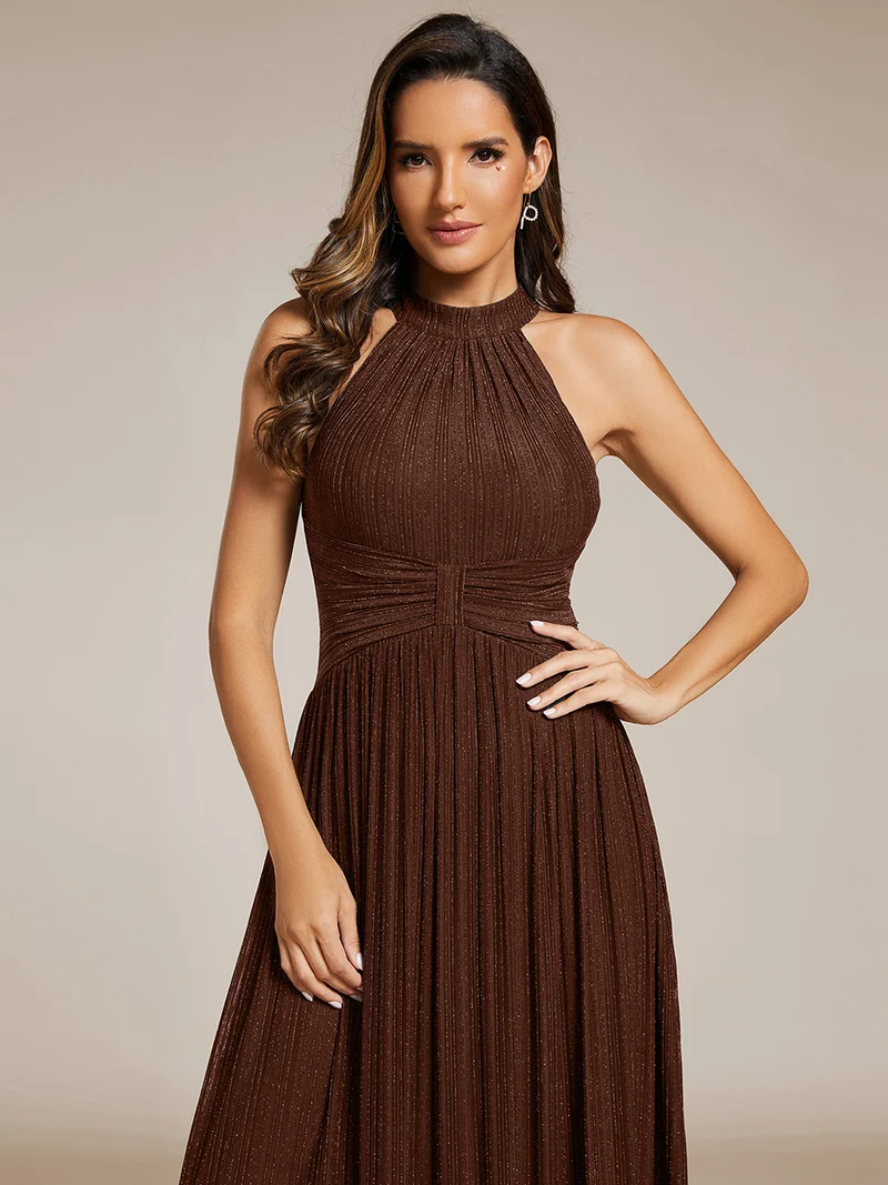 ever EVERLAINE|Robe de soirée formelle scintillante à col licou avec silhouette trapèze