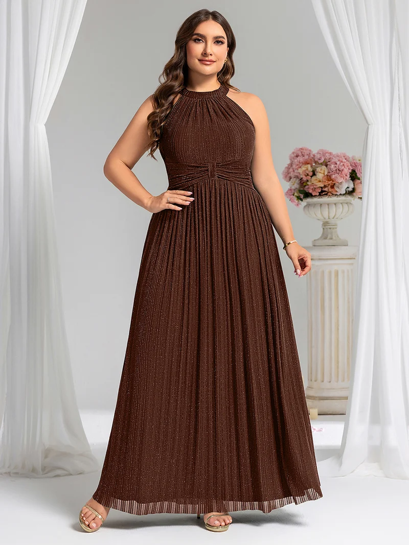 ever EVERLAINE|Robe de soirée formelle scintillante à col licou avec silhouette trapèze