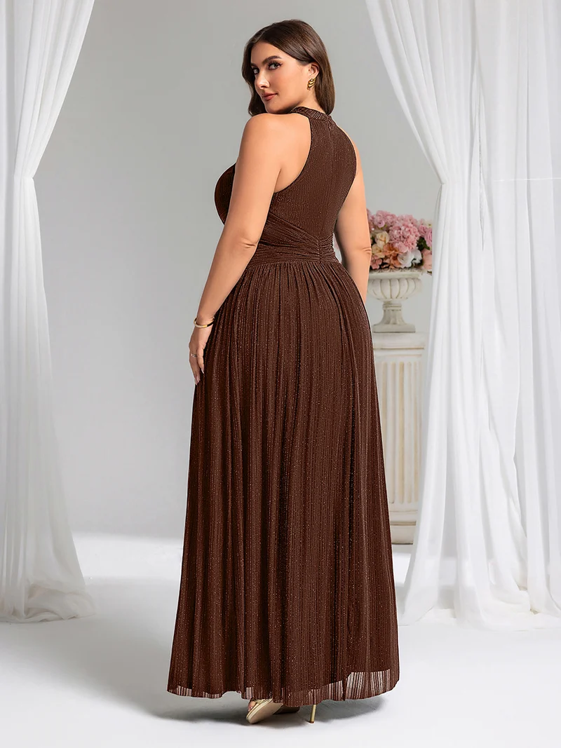 ever EVERLAINE|Robe de soirée formelle scintillante à col licou avec silhouette trapèze