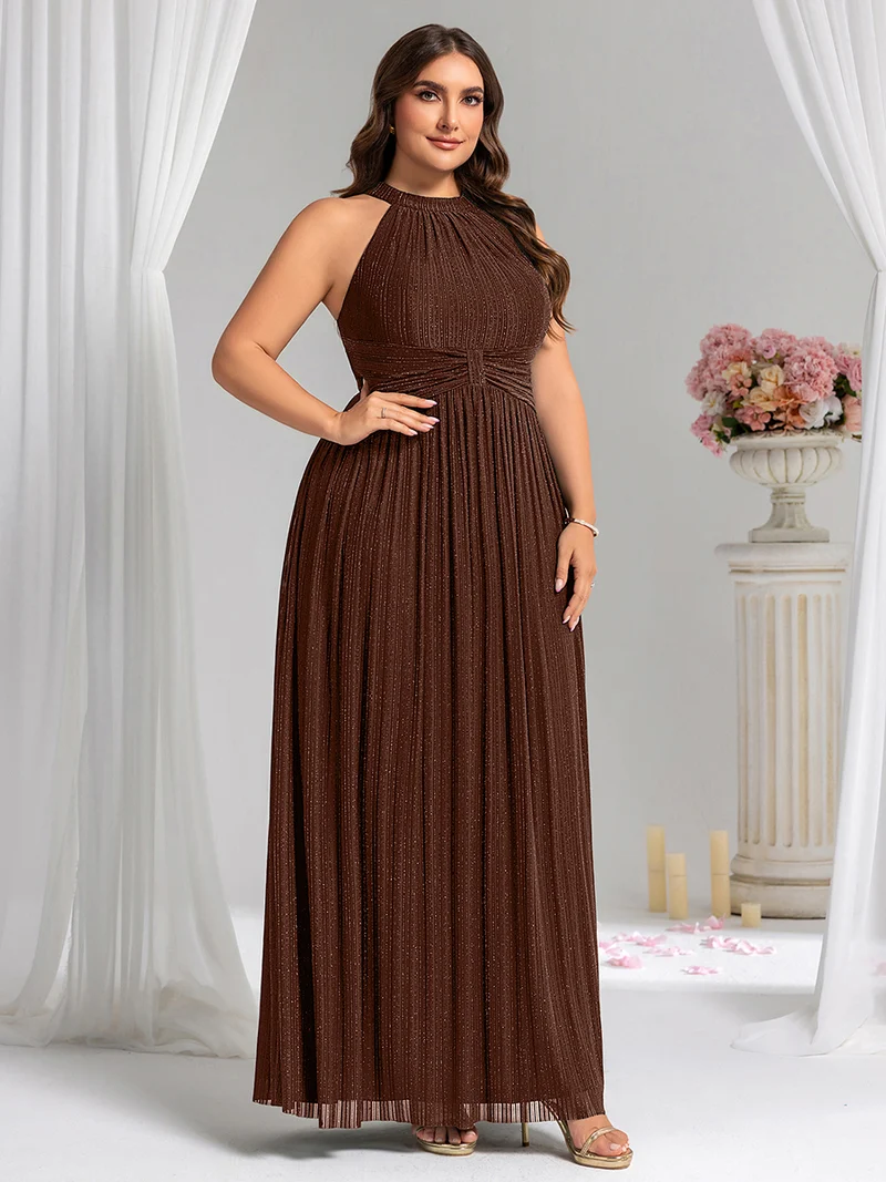 ever EVERLAINE|Robe de soirée formelle scintillante à col licou avec silhouette trapèze