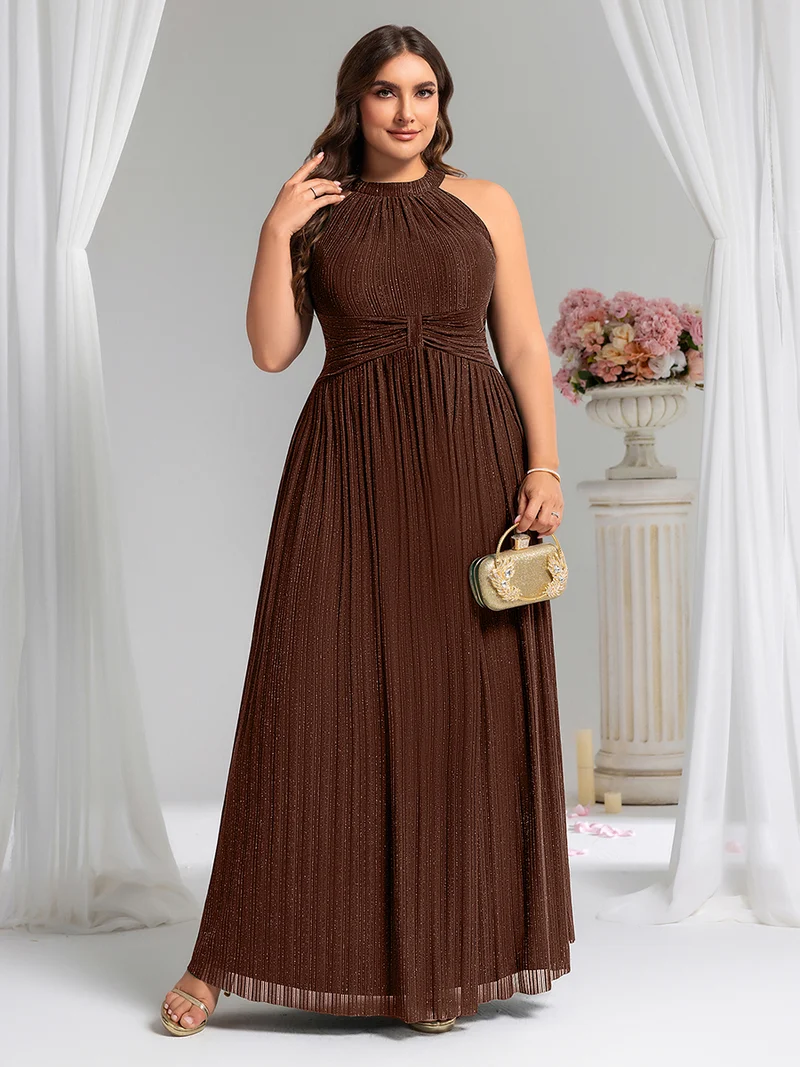 ever EVERLAINE|Robe de soirée formelle scintillante à col licou avec silhouette trapèze