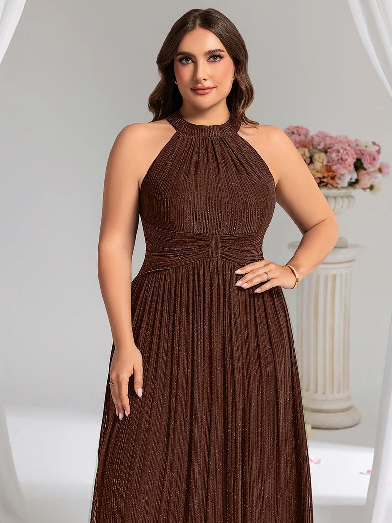 ever EVERLAINE|Robe de soirée formelle scintillante à col licou avec silhouette trapèze